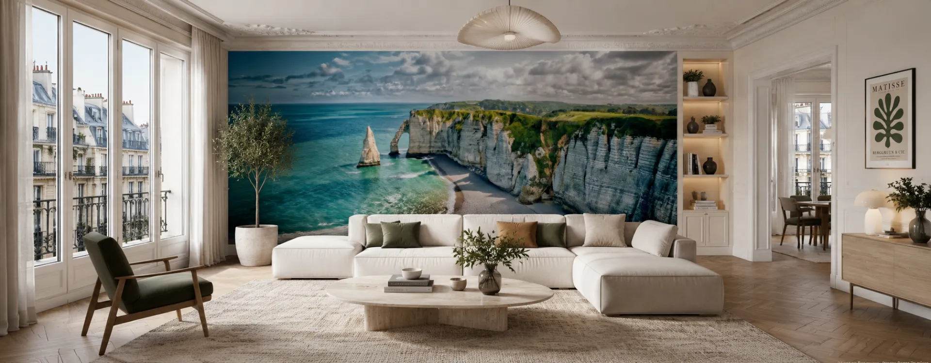 Papier peint forêt mystérieuse dans un salon élégant Papier peint forêt mystérieuse dans un salon élégant